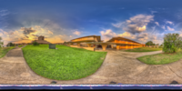 An HDR interactive panoramic image of polk science building, Florida Southern College, Lakeland Florida. The photographic images were shot with a Canon 60D.