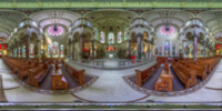 An HDR interactive panoramic image of sacred heart church from under the dome, Tampa. The photographic images were shot with a Canon 60D.